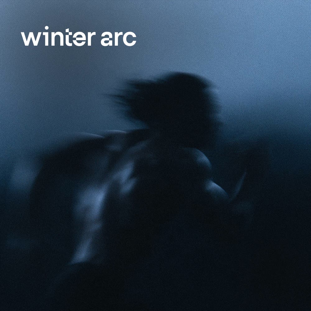 winter arc playlist cover: a figure in motion against a dusky blue sky